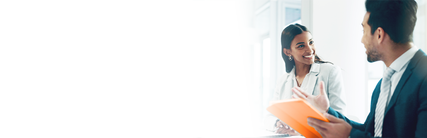 Black woman in office with tablet, smile and mockup, leadership in business meeting with professional. Workshop, project management and happy businesswoman with digital device, space and confidence